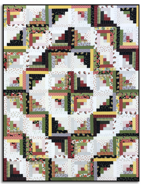Log Cabin Scrappy Quilt 57 x 75" Fully Finished Sample Quilt - Petals & Pedals