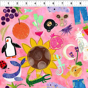 In The Beginning ABC's Of Color 4JHW 2 Pink Collage By The Yard
