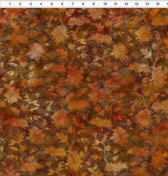 In The Beginning Oriental Gardens 4OG 1 Rust Fan Floral By The Yard