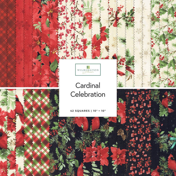 Wilmington Prints Pre-Cut 42 Piece 10 Karat 10" Squares 518-859-518 - Cardinal Celebration