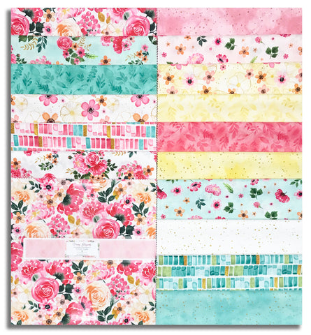 Wilmington Pre-Cut 42 Piece 10 Karat 10" Squares 518-887-518 - Peony Blossoms