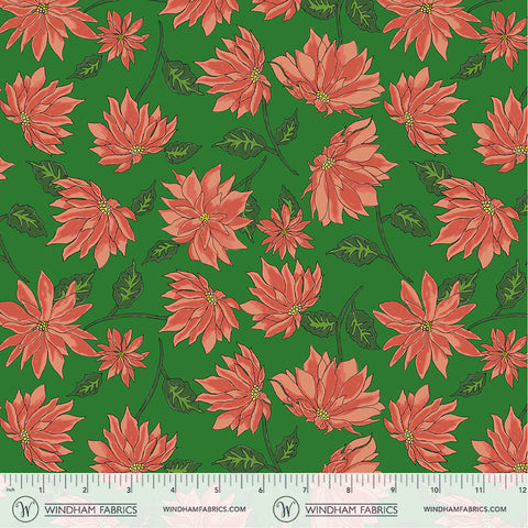 Windham Jolly Collage 55215 4 Green Holiday Blooms By The Yard