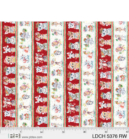 P&B Textiles Little Darlings Christmas 5376 RW Animal Blocks Border Stripe By The Yard