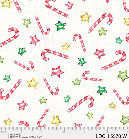 P&B Textiles Little Darlings Christmas 5378 W Candy Canes White By The Yard