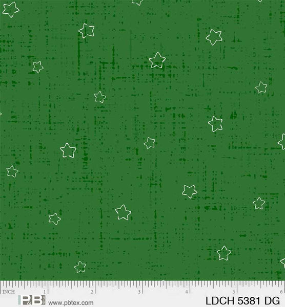 P&B Textiles Little Darlings Christmas 5381 DG Grunge Stars Dark Green By The Yard