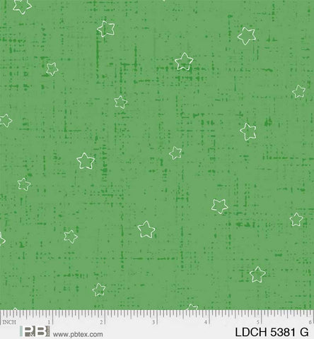 P&B Textiles Little Darlings Christmas 5381 G Grunge Stars Green By The Yard