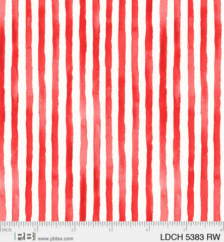 P&B Textiles Little Darlings Christmas 5383 RW Stripes Red/White 1 YARD