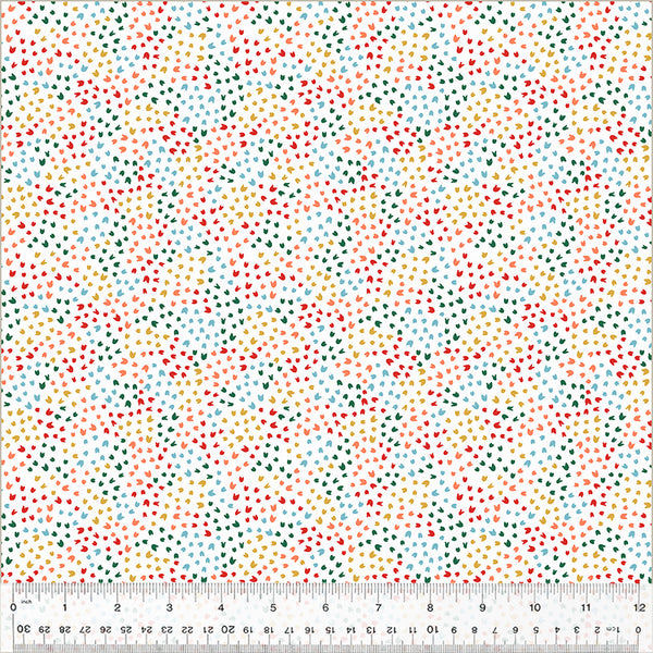 Windham Clover & Dot 53866 1 Scattered Petals White By The Yard