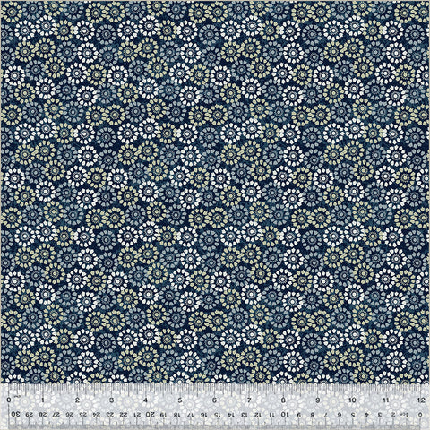 Windham Banyan 54114 5 Mini Medallion Indigo By The Yard