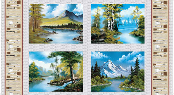 Studio E Joy Of Painting 5433 76 Multi Blocks 24" Panel By The PANEL (not strictly by the yard)
