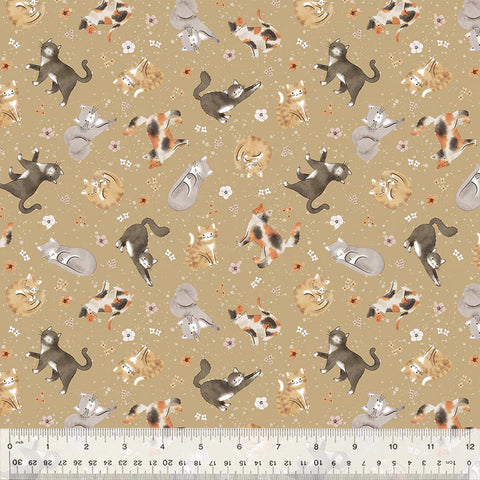 Windham Petal And Purr 54587 2 Taupe Feline Friends By The Yard