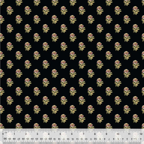 Windham Circa: Turkey Red 54731 2 Black Corsage By The Yard