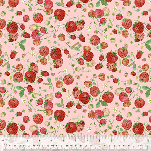 Windham Forest Fruits 54772D 6 Pink Strawberries By The Yard