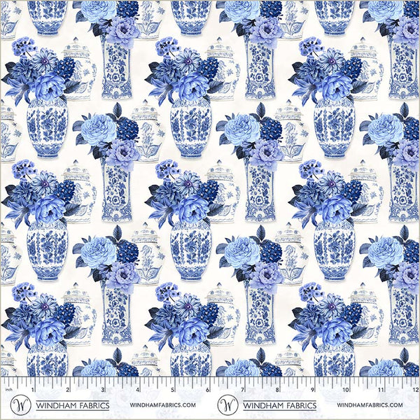 Windham China Blue 54935 1 White Porcelain Bouquets By The Yard