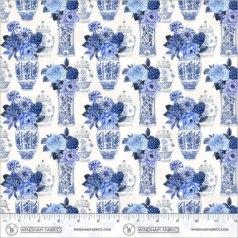 Windham China Blue 54935 1 White Porcelain Bouquets By The Yard