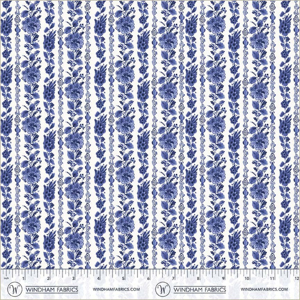 Windham China Blue 54937 1 White Garden Rows By The Yard
