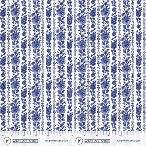 Windham China Blue 54937 1 White Garden Rows By The Yard
