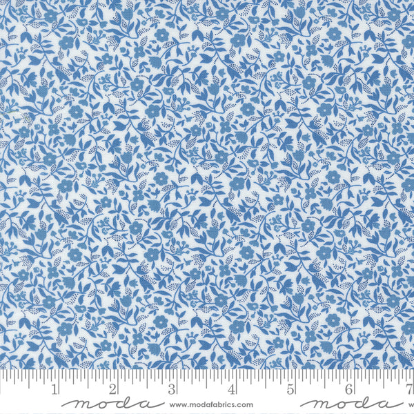 Moda Blueprint 55335 11 White Blue Frolic By The Yard