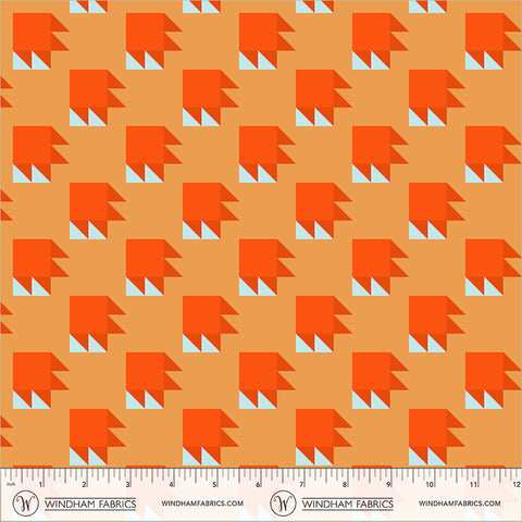 Windham Annabel's Blenders 55380 2 Orange/Sky Bear Paw By The Yard