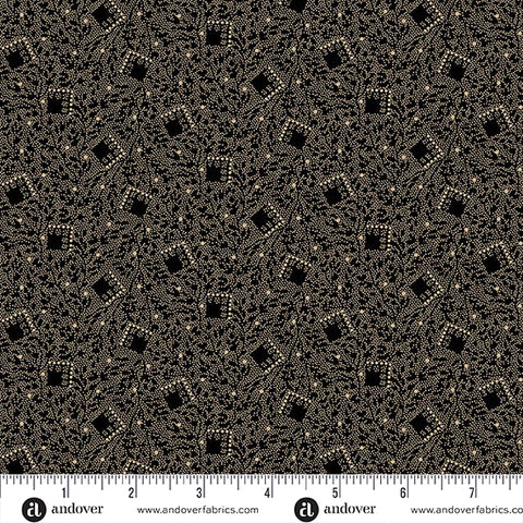 Andover Bridgeport 5604 K Black Tumbling Squares By The Yard