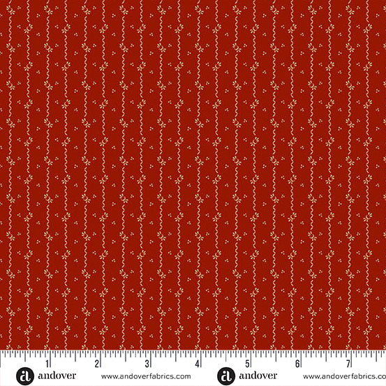 Andover Bridgeport 5607 R Red Deco Stitch By The Yard