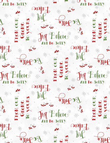 Wilmington Our Gnome To Yours 56083 137 White Words All Over 4 YARDS