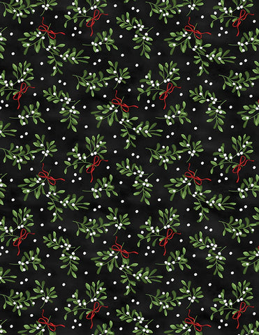 Wilmington Our Gnome To Yours 56085 971 Black Mistletoe Toss 1 YARD