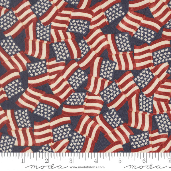 Moda America 250 Years 56180 14 Loyalty Blue Waving Flags By The Yard
