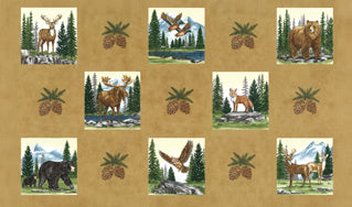 Moda Northwoods Lodge 56197 12 Fawn Blocks 24" PANEL By The PANEL (Not Strictly By The Yard)
