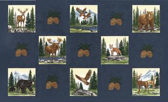 Moda Northwoods Lodge 56197 17 Midnight Blocks 24" PANEL By The PANEL (Not Strictly By The Yard)