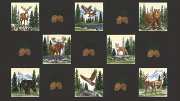 Moda Northwoods Lodge 56197 22 Soil Blocks 24" PANEL By The PANEL (Not Strictly By The Yard)