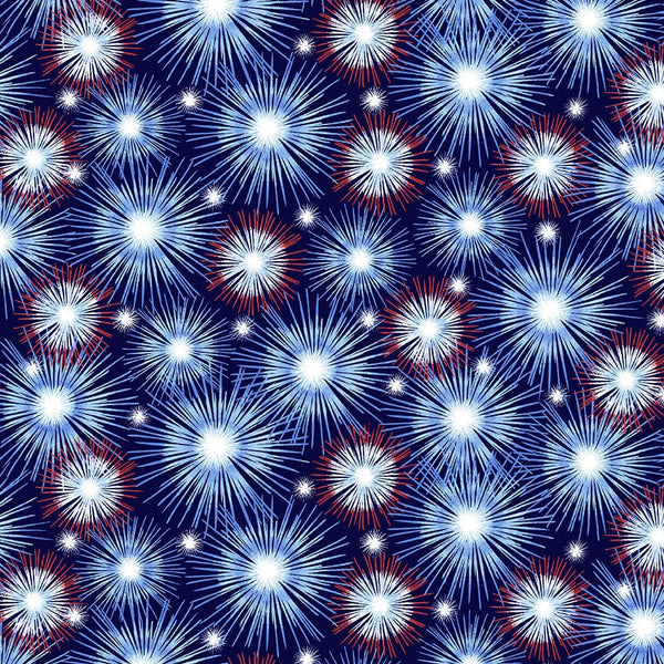 Studio E Stars & Stripes Forever 5826 78 Multi Fireworks - 1 YARD CUT