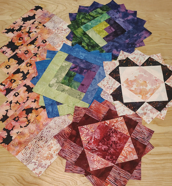 Matt's Mystery Bundles - 5 Batik Misc Pre-sewn Sample 12 Blocks - Assorted Remnants