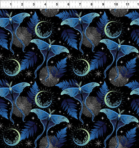 In The Beginning La Luna 5LL 1M Blue/Silver Lunar Moths By The Yard