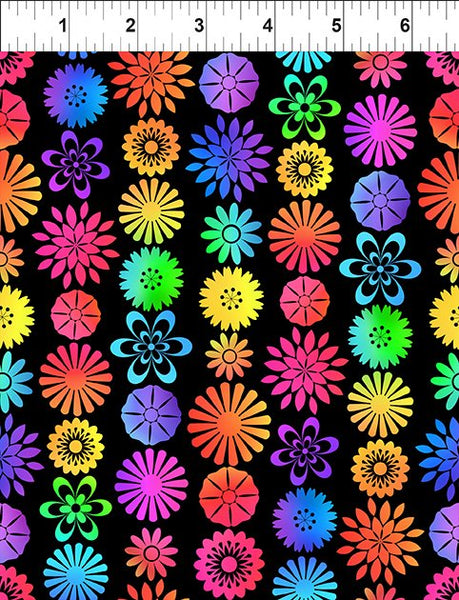 In The Beginning PAWsitivity 5PAW 1 Black Flower Stripe By The Yard