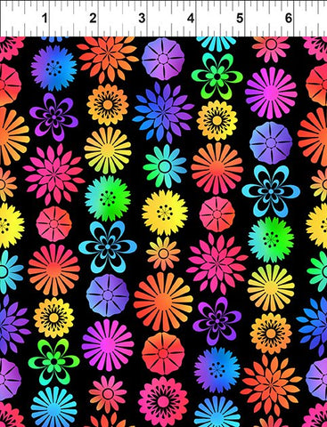 In The Beginning PAWsitivity 5PAW 1 Black Flower Stripe By The Yard