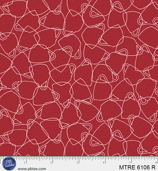 P&B Textiles Morning Treat 6106 R Red Overlapping Coffee Cups By The Yard
