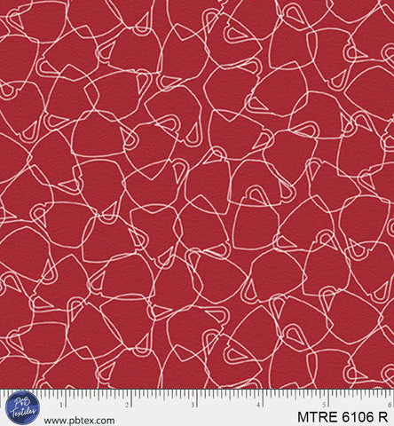 P&B Textiles Morning Treat 6106 R Red Overlapping Coffee Cups By The Yard