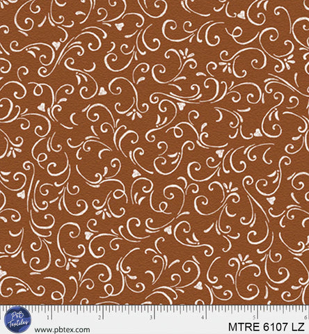 P&B Textiles Morning Treat 6107 LZ Brown Chalk Scroll By The Yard