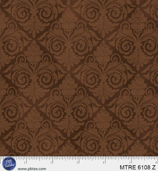 P&B Textiles Morning Treat 6108 Z Brown Tonal Damask By The Yard