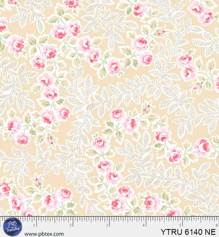 P&B Textiles Yours Truly 6140 NE Yellow Floral Vine Allover By The Yard