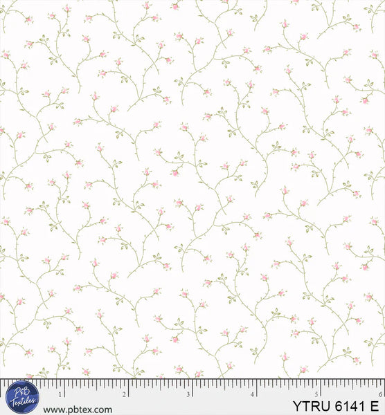 P&B Textiles Yours Truly 6141 E White Dainty Branches By The Yard
