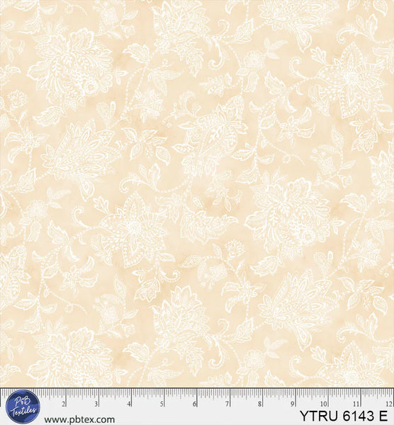 P&B Textiles Yours Truly 6143 E Beige Tonal Floral By The Yard