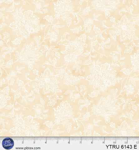 P&B Textiles Yours Truly 6143 E Beige Tonal Floral By The Yard