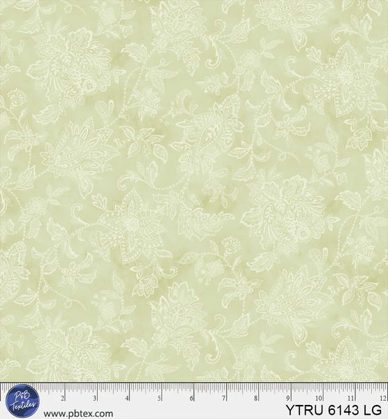 P&B Textiles Yours Truly 6143 LG Light Green Tonal Floral By The Yard