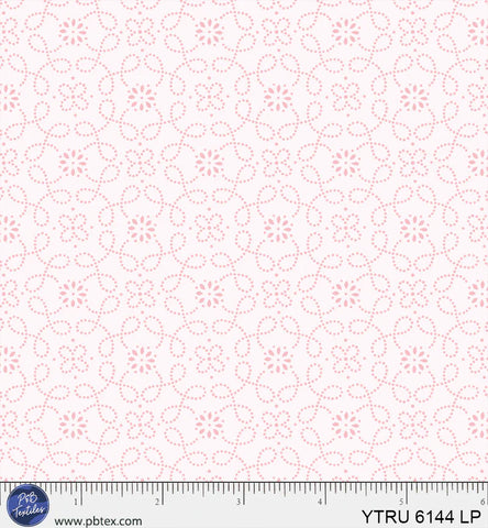 P&B Textiles Yours Truly 6144 LP Light Pink Dotted Scrolls By The Yard