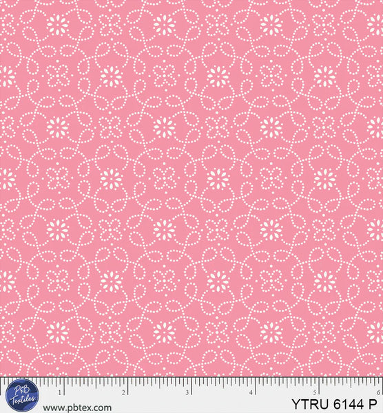 P&B Textiles Yours Truly 6144 P Pink Dotted Scrolls By The Yard