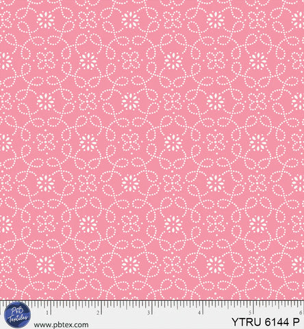 P&B Textiles Yours Truly 6144 P Pink Dotted Scrolls By The Yard