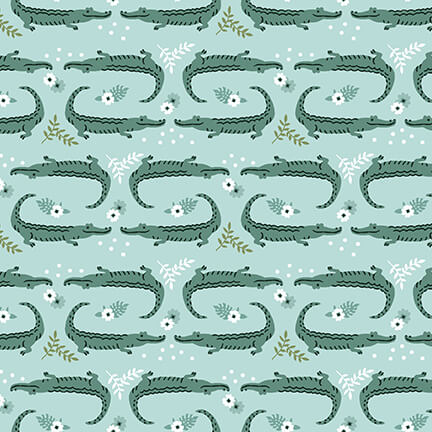 Studio E Every Day Earth Day 6155 16 Aqua Aligators By The Yard