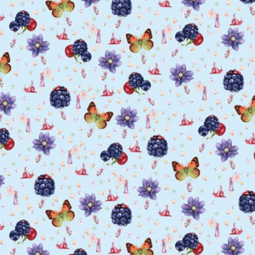 Studio E Minu And Wildberry 7166 11 Sky Blue Large Berries By The Yard